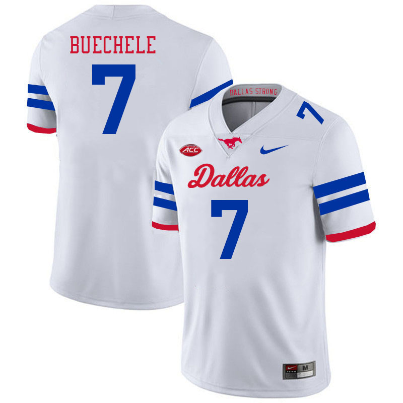 SMU Mustangs #7 Shane Buechele College Football Jerseys Stitched Sale-Alternate White